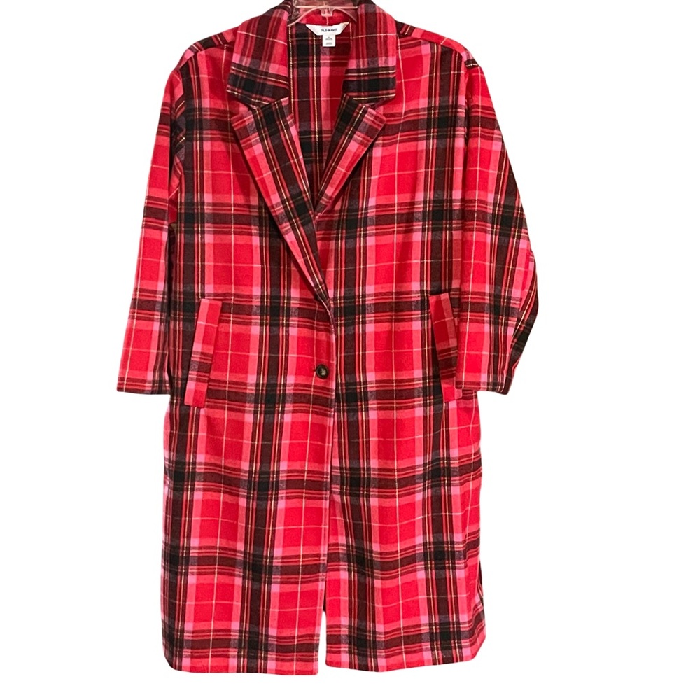 Old Navy Plaid Tartan Trench Coat Jacket Women’s XL Petite NWT